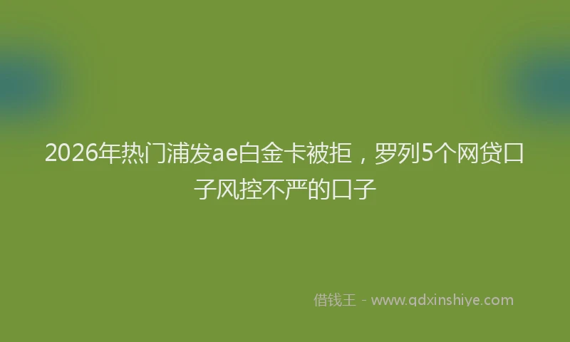 2026年热门浦发ae白金卡被拒，罗列5个网贷口子风控不严的口子