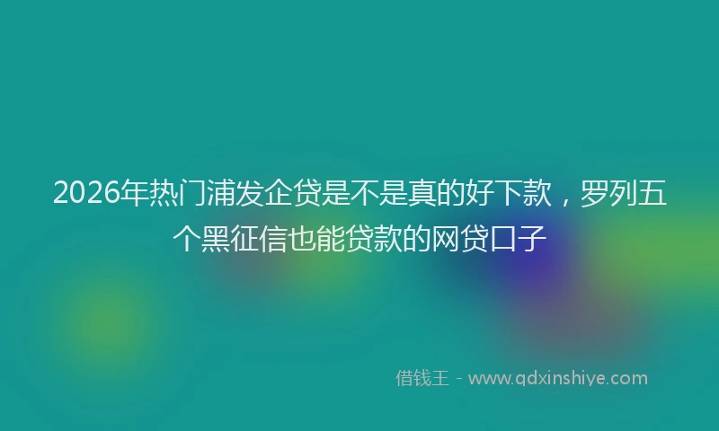2026年热门浦发企贷是不是真的好下款，罗列五个黑征信也能贷款的网贷口子