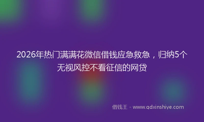 2026年热门满满花微信借钱应急救急，归纳5个无视风控不看征信的网贷