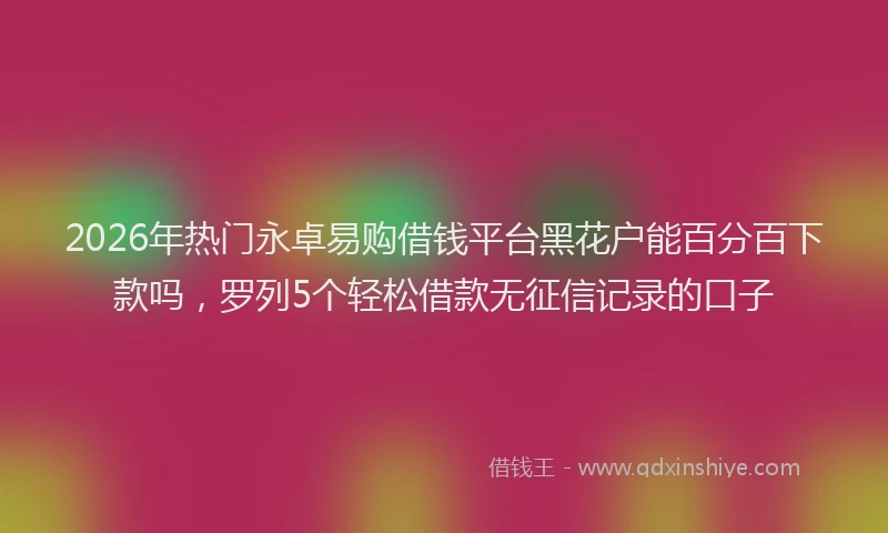 2026年热门永卓易购借钱平台黑花户能百分百下款吗，罗列5个轻松借款无征信记录的口子