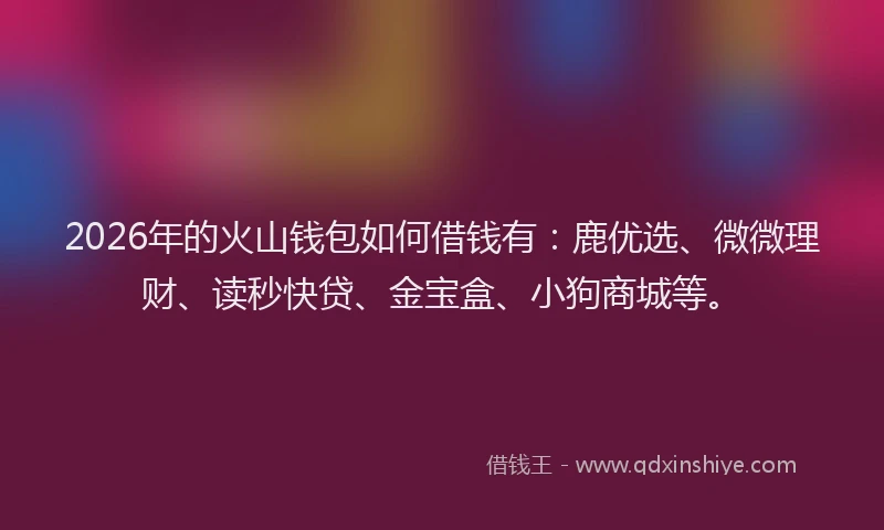 2026年的火山钱包如何借钱有：鹿优选、微微理财、读秒快贷、金宝盒、小狗商城等。