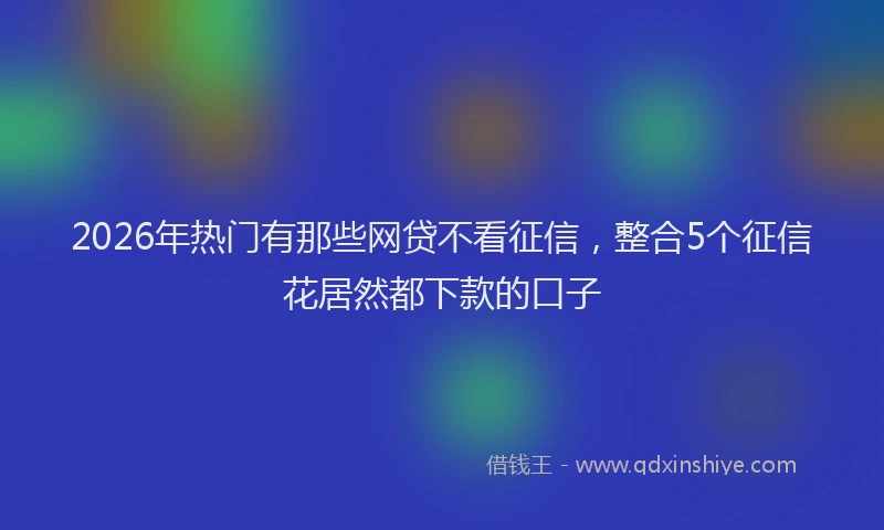 2026年热门有那些网贷不看征信，整合5个征信花居然都下款的口子