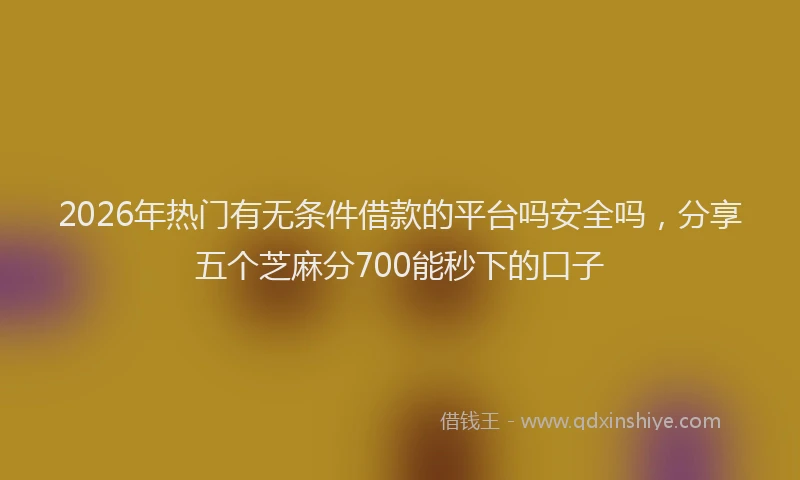 2026年热门有无条件借款的平台吗安全吗，分享五个芝麻分700能秒下的口子