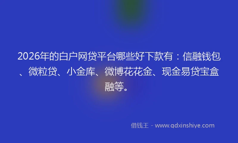 2026年的白户网贷平台哪些好下款有：信融钱包、微粒贷、小金库、微博花花金、现金易贷宝盒融等。
