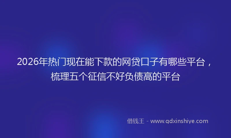 2026年热门现在能下款的网贷口子有哪些平台，梳理五个征信不好负债高的平台