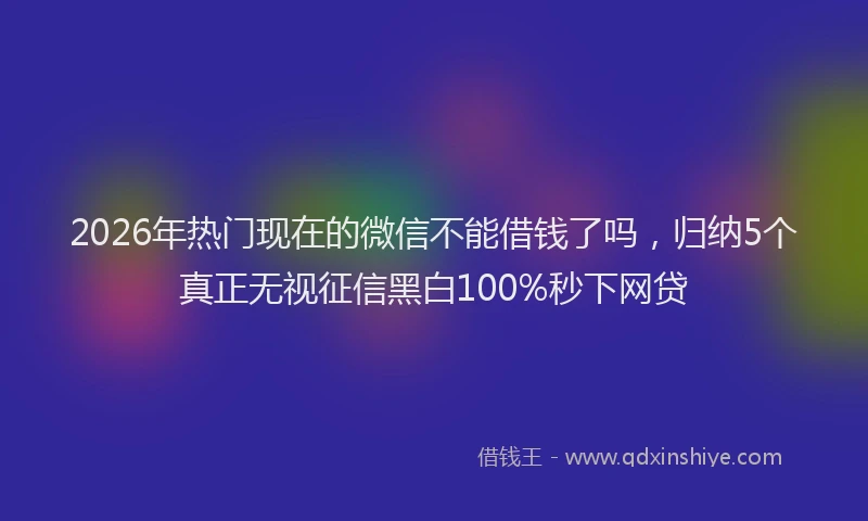2026年热门现在的微信不能借钱了吗，归纳5个真正无视征信黑白100%秒下网贷