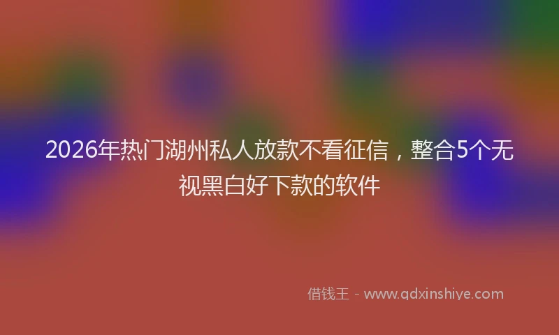 2026年热门湖州私人放款不看征信，整合5个无视黑白好下款的软件