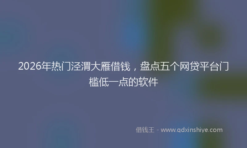 2026年热门泾渭大雁借钱，盘点五个网贷平台门槛低一点的软件
