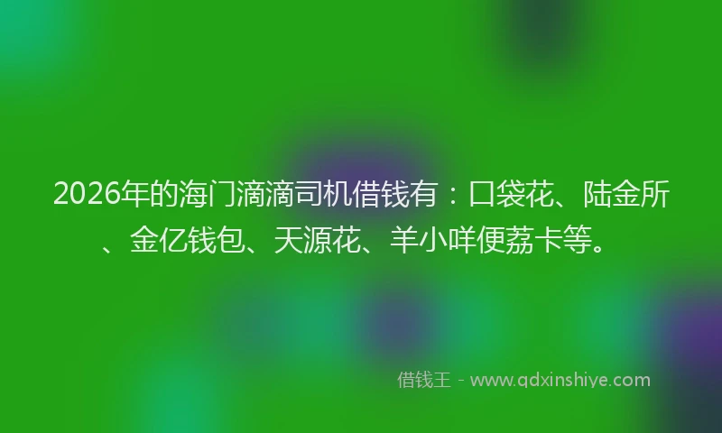 2026年的海门滴滴司机借钱有:口袋花、陆金所、金亿钱包、天源花、羊小咩便荔卡等。