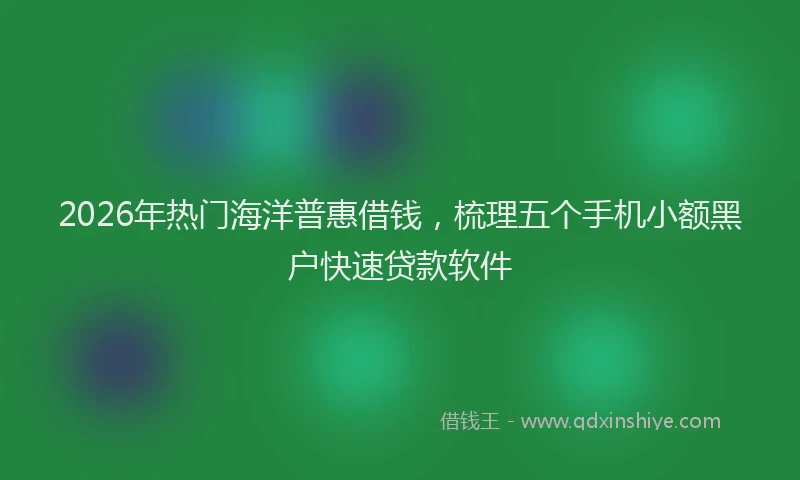 2026年热门海洋普惠借钱，梳理五个手机小额黑户快速贷款软件
