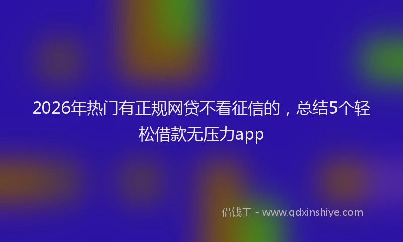 2026年热门有正规网贷不看征信的,总结5个轻松借款无压力app