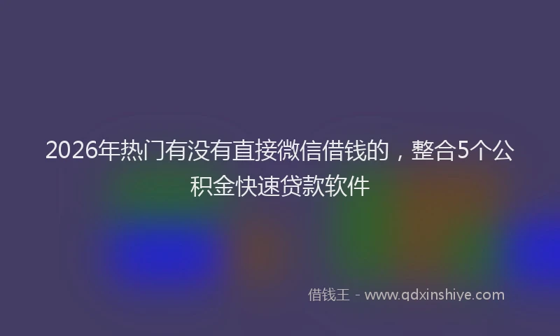 2026年热门有没有直接微信借钱的，整合5个公积金快速贷款软件