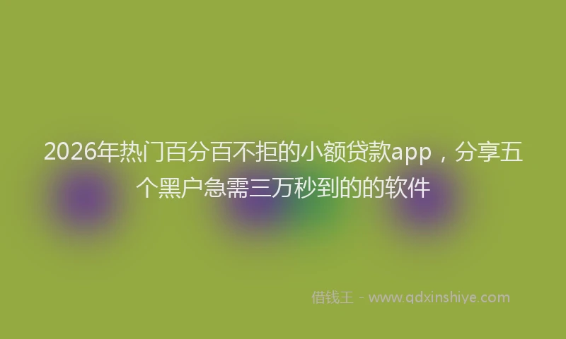 2026年热门百分百不拒的小额贷款app，分享五个黑户急需三万秒到的的软件
