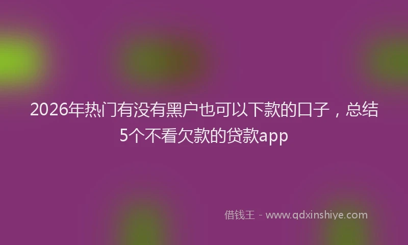 2026年热门有没有黑户也可以下款的口子，总结5个不看欠款的贷款app