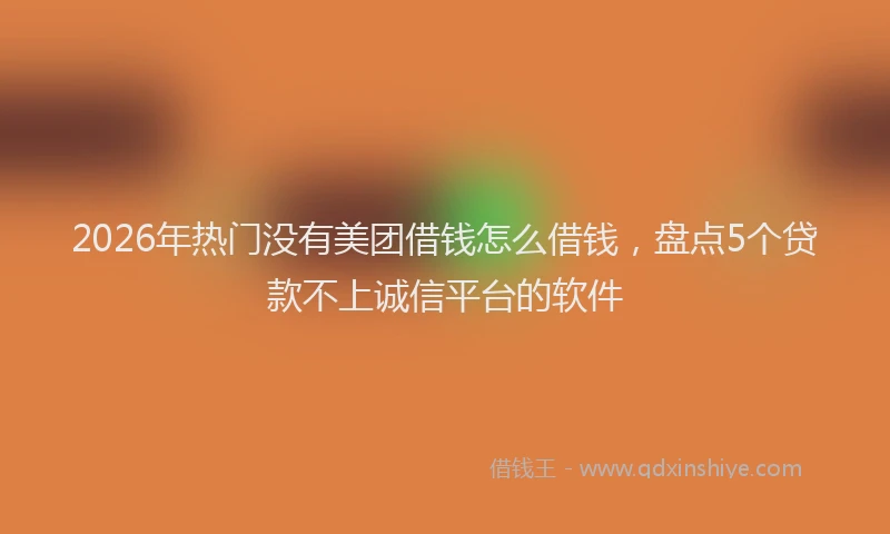 2026年热门没有美团借钱怎么借钱，盘点5个贷款不上诚信平台的软件