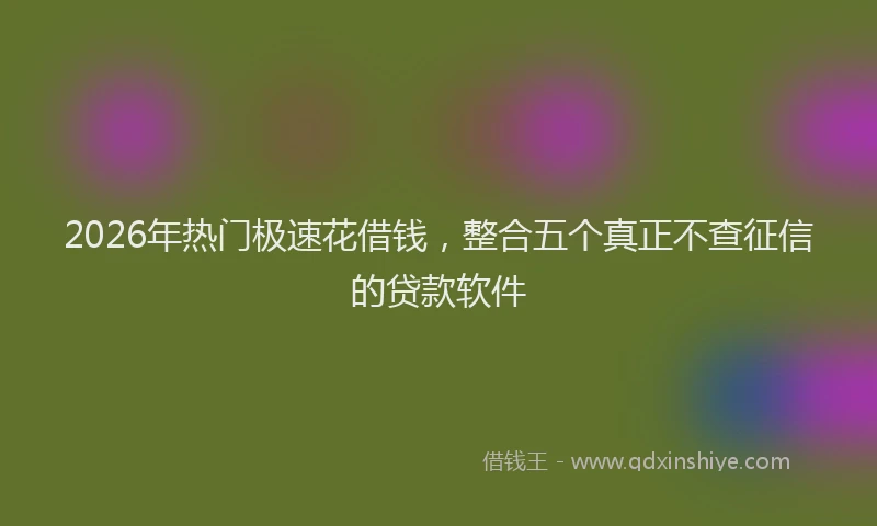 2026年热门极速花借钱，整合五个真正不查征信的贷款软件