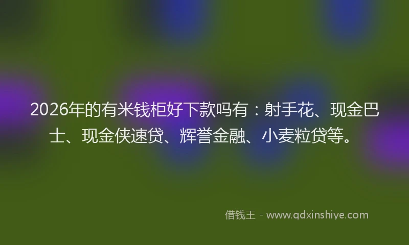 2026年的有米钱柜好下款吗有:射手花、现金巴士、现金侠速贷、辉誉金融、小麦粒贷等。
