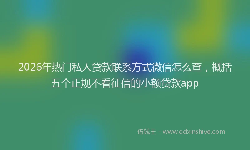 2026年热门私人贷款联系方式微信怎么查，概括五个正规不看征信的小额贷款app