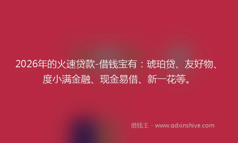 2026年的火速贷款-借钱宝有：琥珀贷、友好物、度小满金融、现金易借、新一花等。