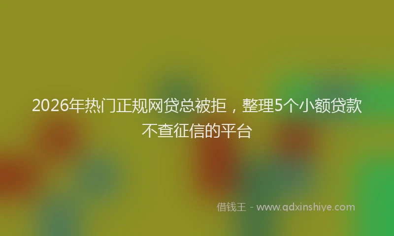 2026年热门正规网贷总被拒，整理5个小额贷款不查征信的平台