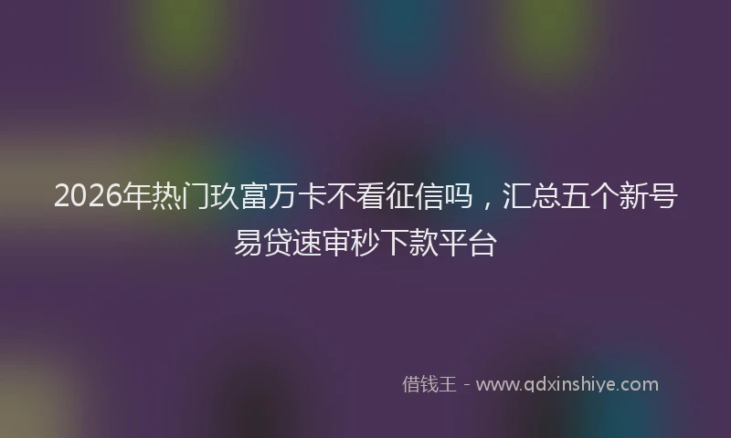2026年热门玖富万卡不看征信吗，汇总五个新号易贷速审秒下款平台