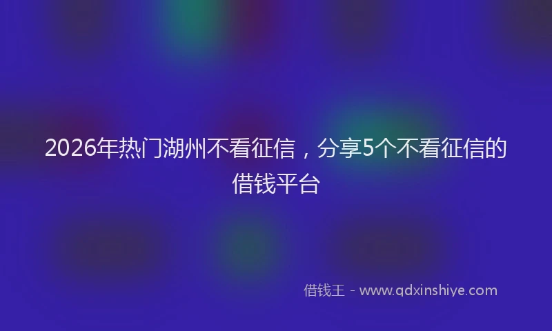 2026年热门湖州不看征信，分享5个不看征信的借钱平台