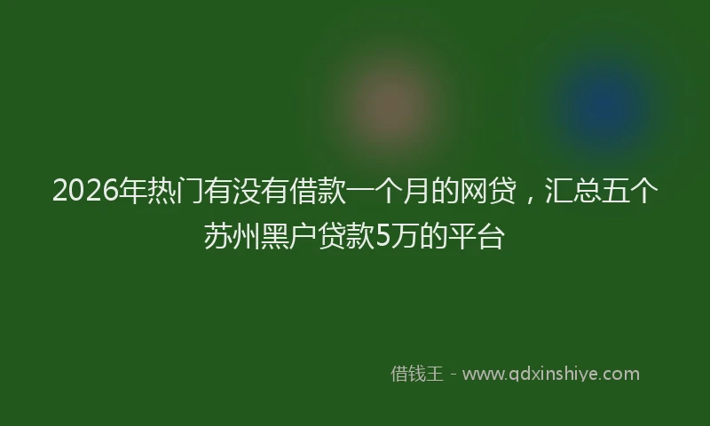 2026年热门有没有借款一个月的网贷，汇总五个苏州黑户贷款5万的平台