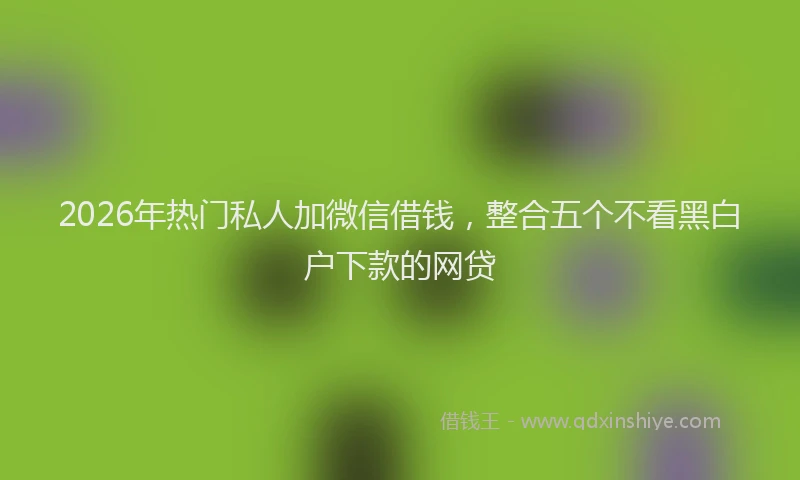 2026年热门私人加微信借钱，整合五个不看黑白户下款的网贷