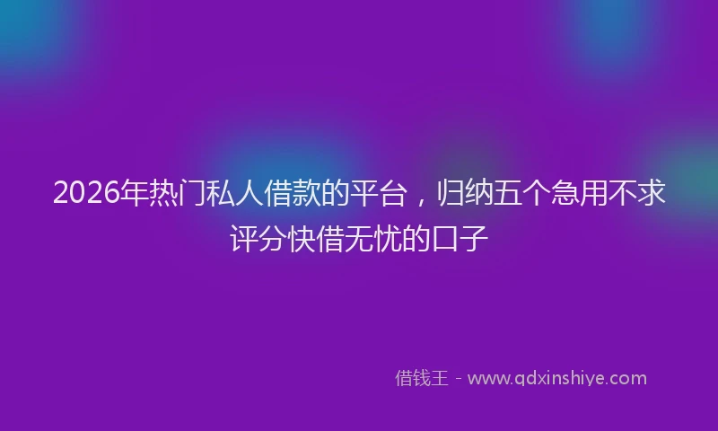 2026年热门私人借款的平台，归纳五个急用不求评分快借无忧的口子