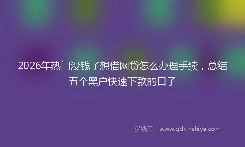 2026年热门没钱了想借网贷怎么办理手续，总结五个黑户快速下款的口子