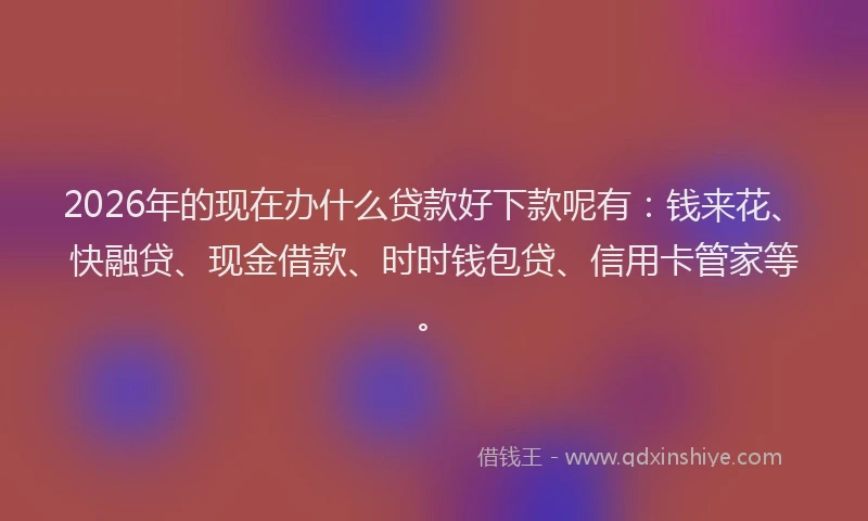2026年的现在办什么贷款好下款呢有：钱来花、快融贷、现金借款、时时钱包贷、信用卡管家等。