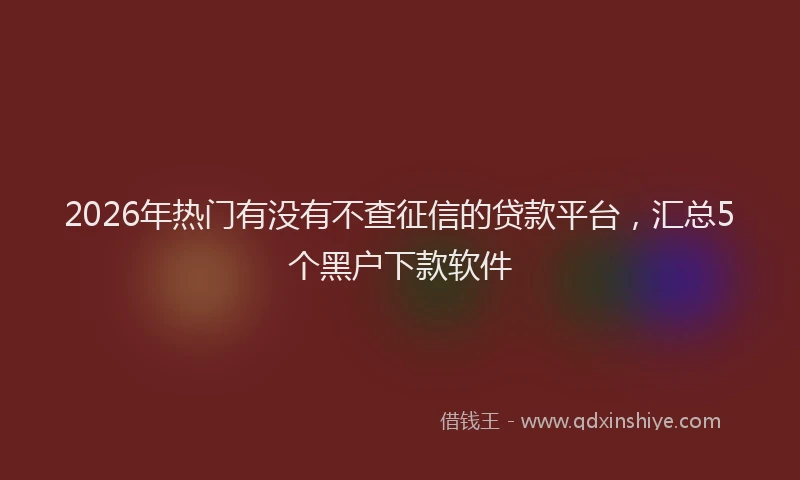 2026年热门有没有不查征信的贷款平台，汇总5个黑户下款软件