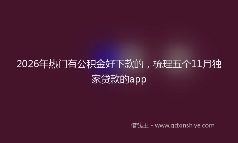 2026年热门有公积金好下款的，梳理五个11月独家贷款的app