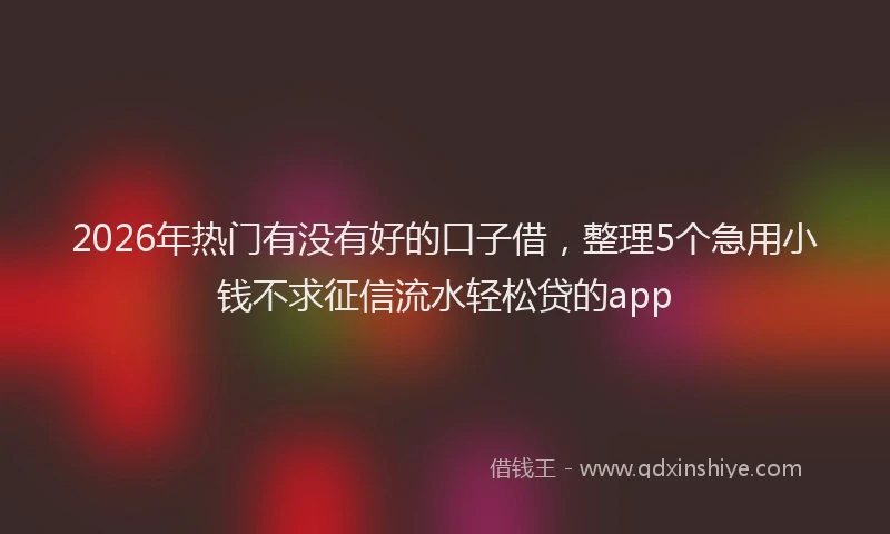 2026年热门有没有好的口子借，整理5个急用小钱不求征信流水轻松贷的app