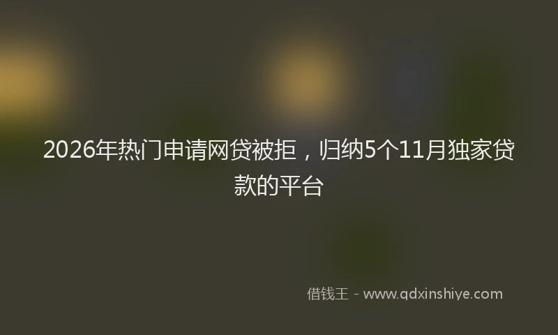 2026年热门申请网贷被拒，归纳5个11月独家贷款的平台
