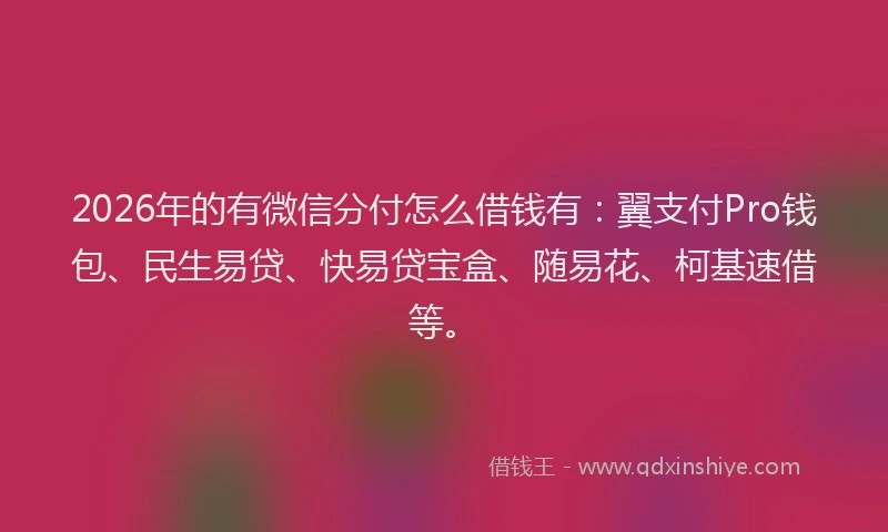 2026年的有微信分付怎么借钱有:翼支付Pro钱包、民生易贷、快易贷宝盒、随易花、柯基速借等。