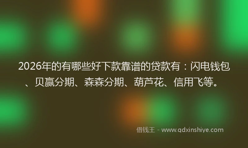 2026年的有哪些好下款靠谱的贷款有：闪电钱包、贝赢分期、森森分期、葫芦花、信用飞等。