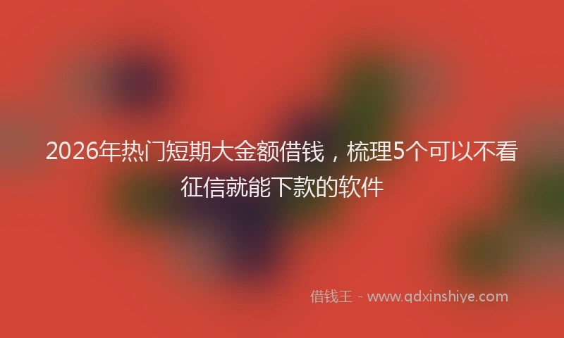 2026年热门短期大金额借钱，梳理5个可以不看征信就能下款的软件