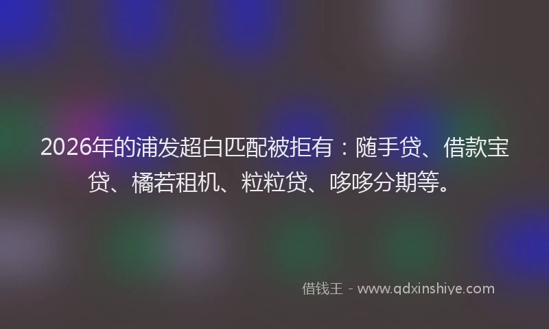 2026年的浦发超白匹配被拒有：随手贷、借款宝贷、橘若租机、粒粒贷、哆哆分期等。