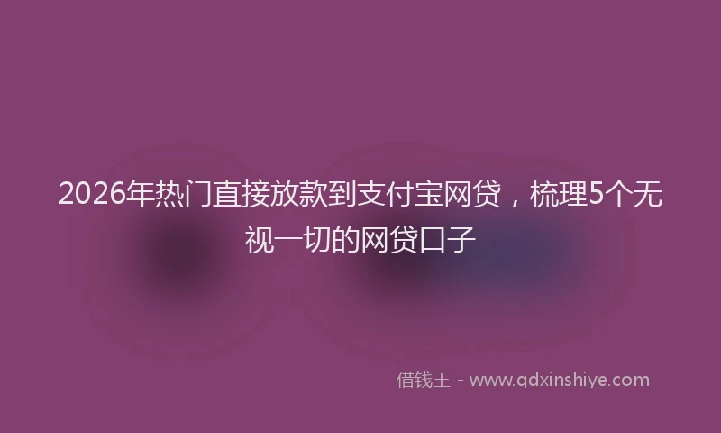2026年热门直接放款到支付宝网贷，梳理5个无视一切的网贷口子