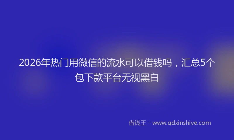 2026年热门用微信的流水可以借钱吗，汇总5个包下款平台无视黑白