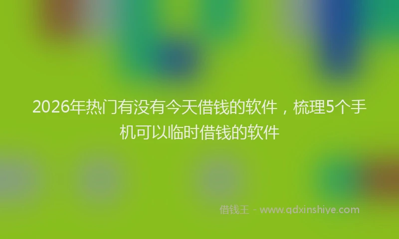 2026年热门有没有今天借钱的软件，梳理5个手机可以临时借钱的软件