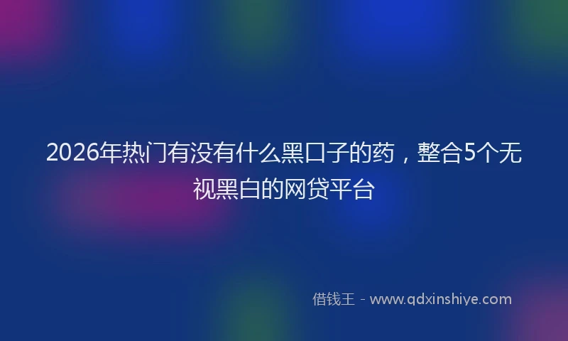 2026年热门有没有什么黑口子的药，整合5个无视黑白的网贷平台