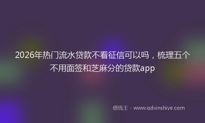 2026年热门流水贷款不看征信可以吗，梳理五个不用面签和芝麻分的贷款app