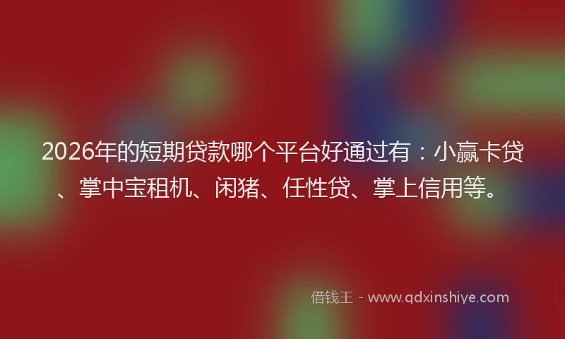 2026年的短期贷款哪个平台好通过有：小赢卡贷、掌中宝租机、闲猪、任性贷、掌上信用等。