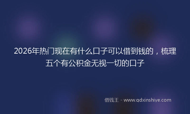2026年热门现在有什么口子可以借到钱的，梳理五个有公积金无视一切的口子