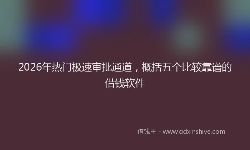 2026年热门极速审批通道，概括五个比较靠谱的借钱软件