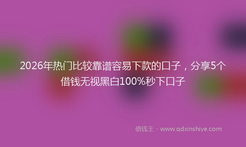 2026年热门比较靠谱容易下款的口子，分享5个借钱无视黑白100%秒下口子