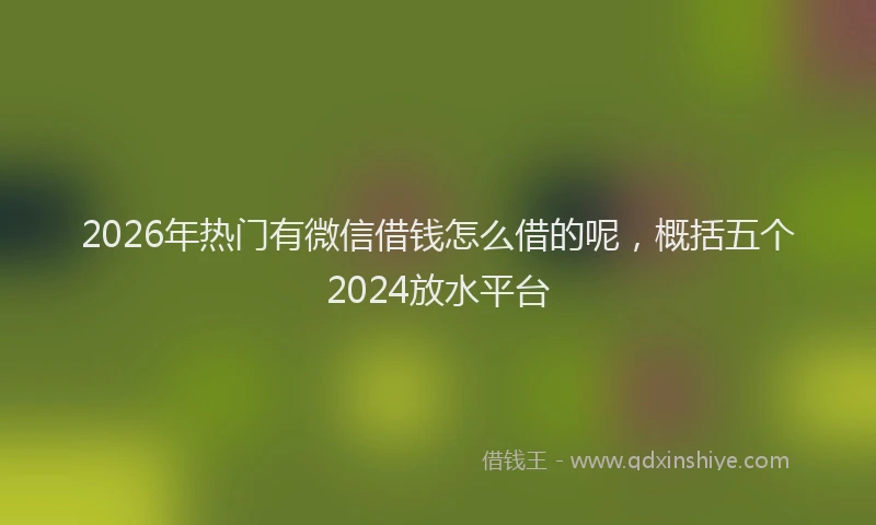 2026年热门有微信借钱怎么借的呢，概括五个2024放水平台