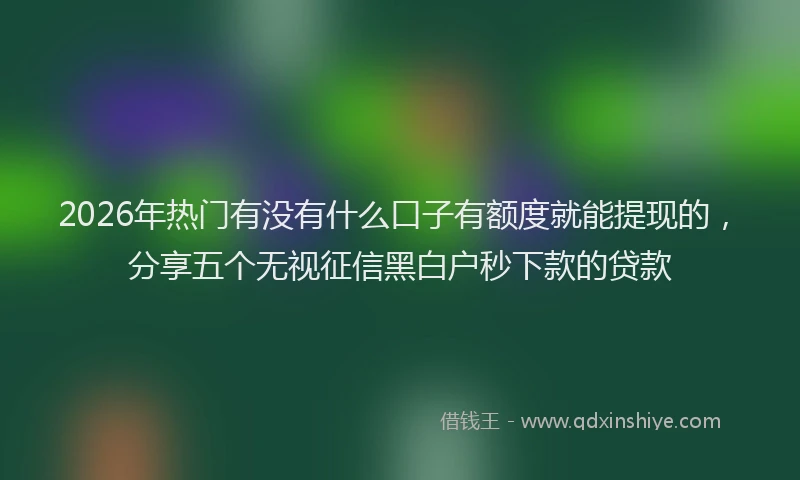 2026年热门有没有什么口子有额度就能提现的，分享五个无视征信黑白户秒下款的贷款